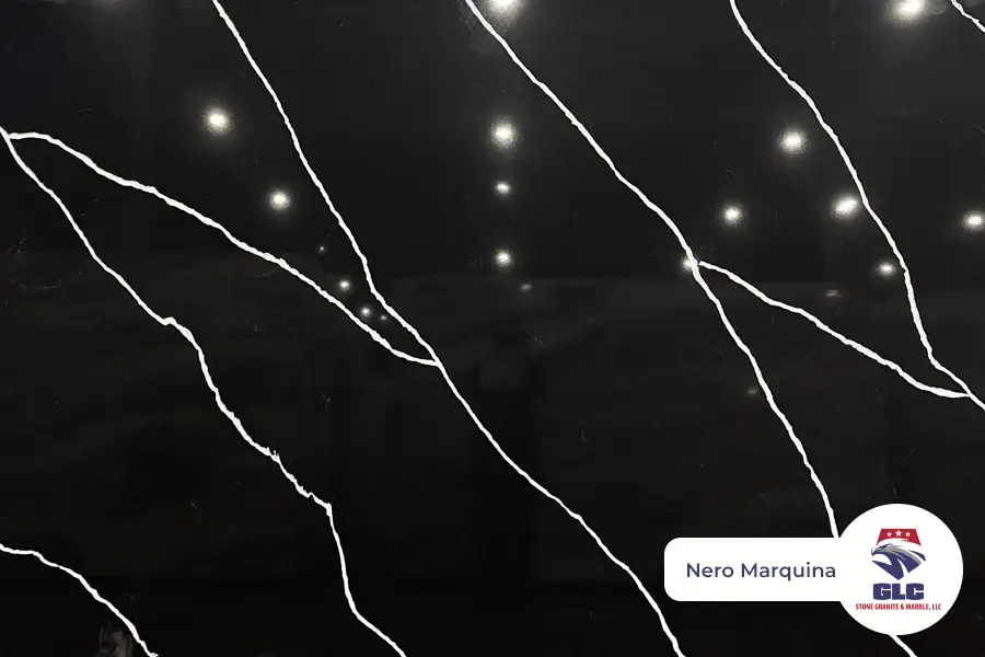 Nero Marquina, quartz slab