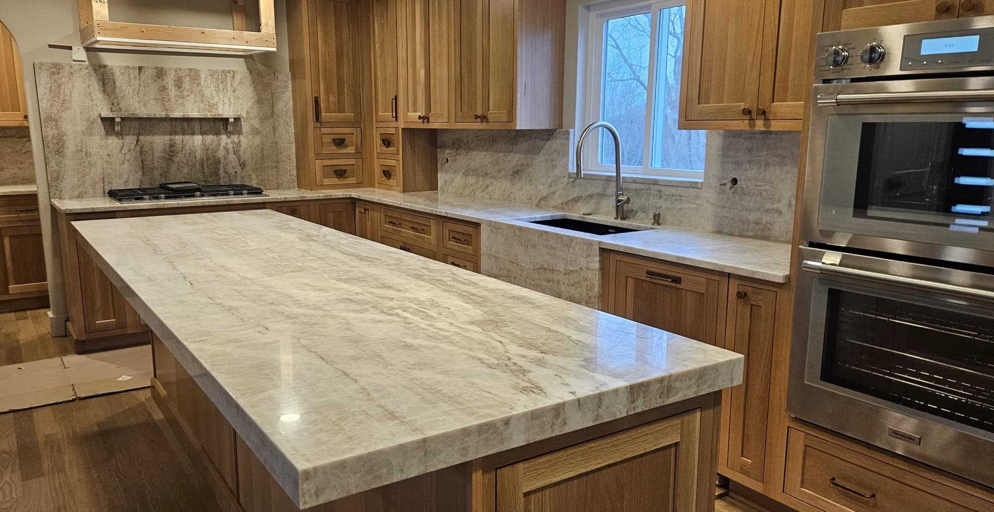 GLC Stone installation: natural stone kitchen detail